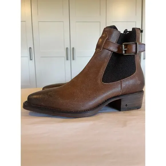 NWOT: John Varvatos Walker Buckle Chelsea Boot Size 9.5 in LT Brown - Picture 6 of 10
